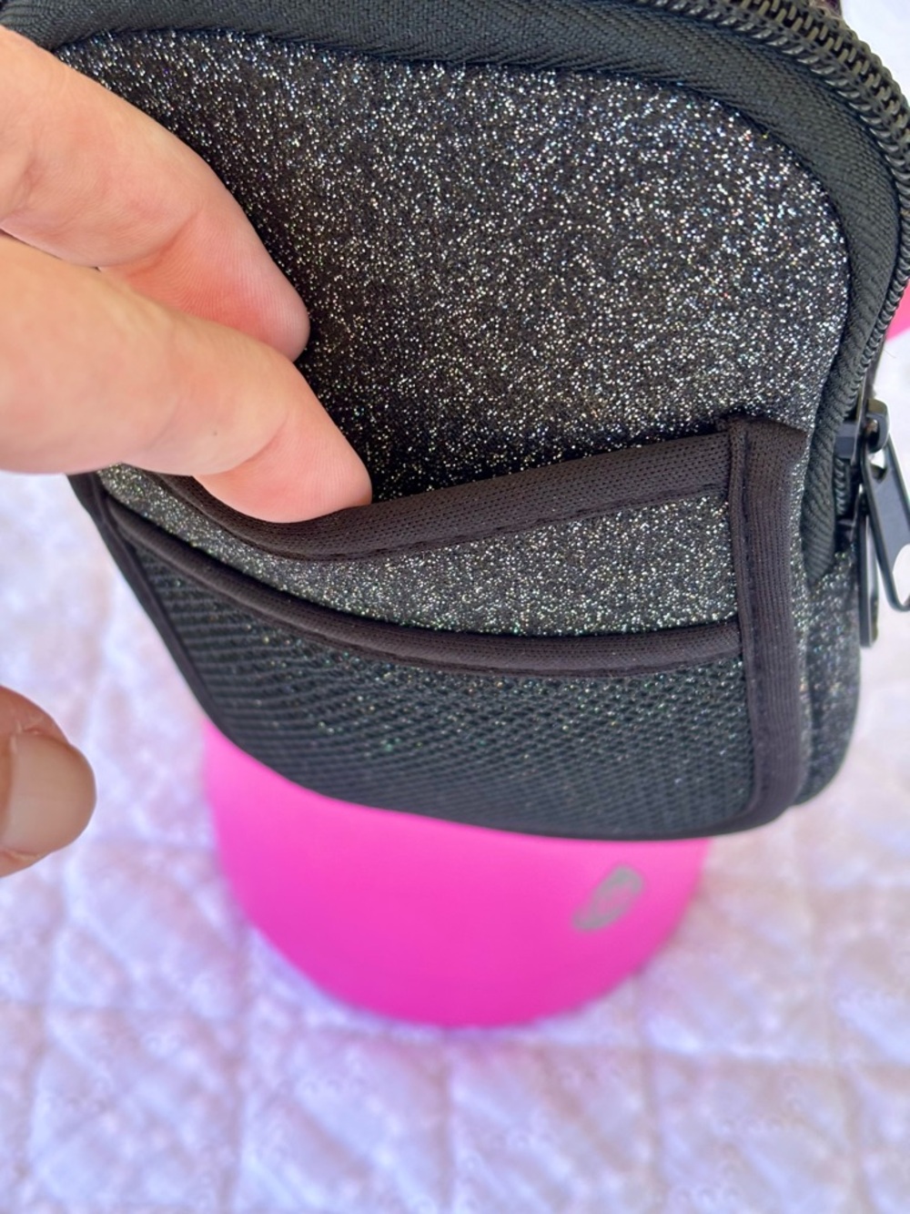Simply Southern Mini Crossbody Bag Black Glitter with Pink Accent - Picture 6 of 17